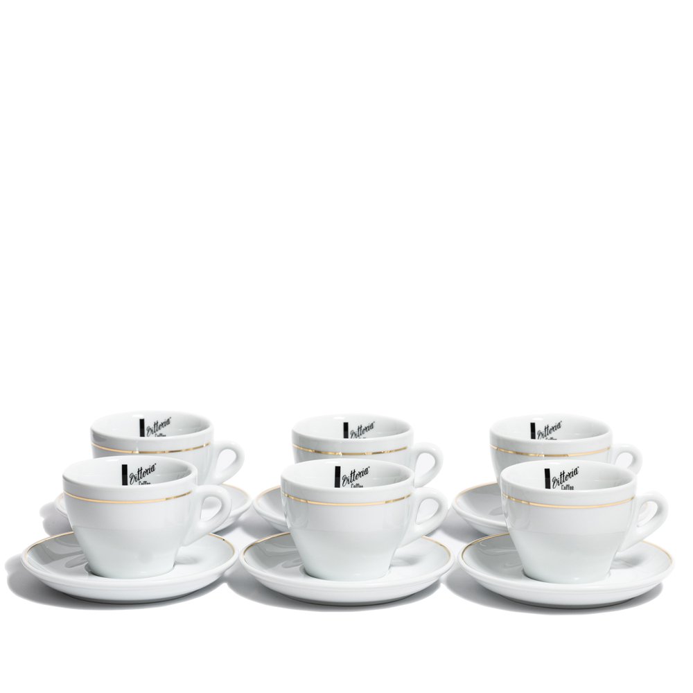 Cappuccino Cup and Saucer Set of 6 White