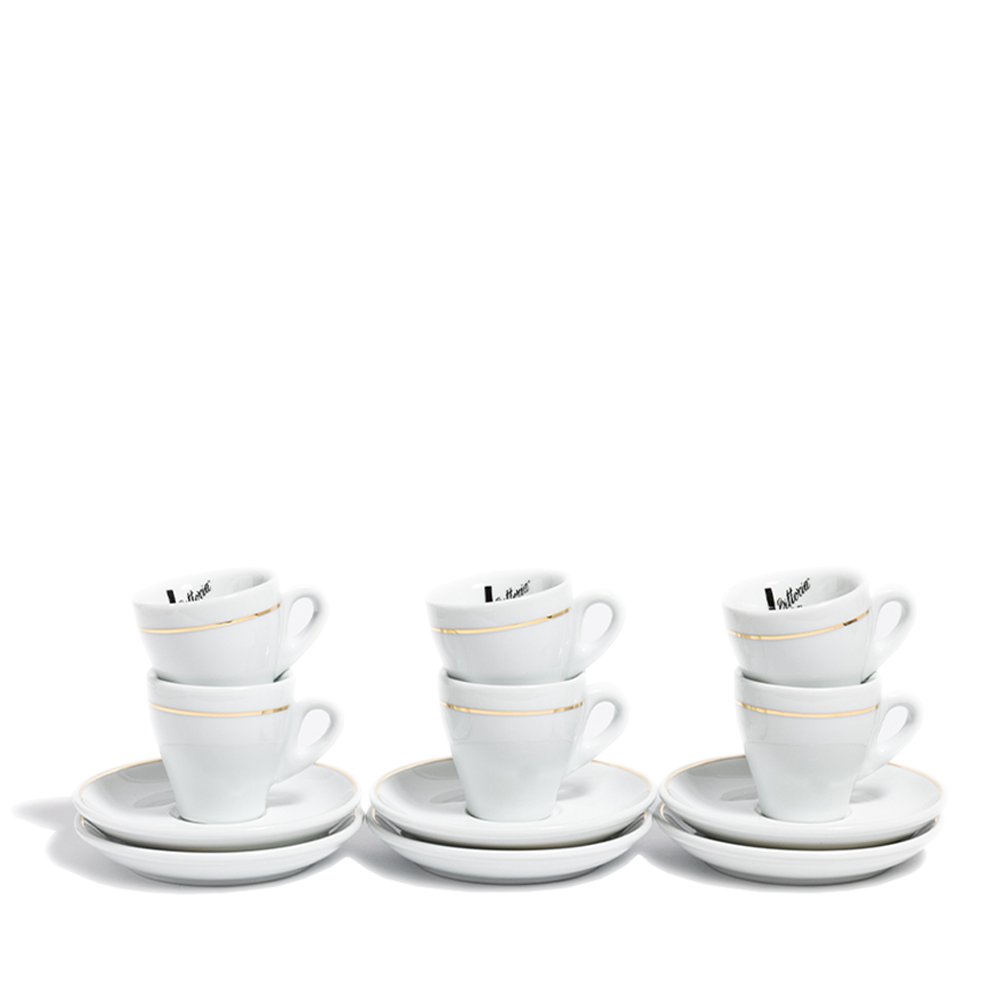 Espresso Cups and Saucer Set of 6 White